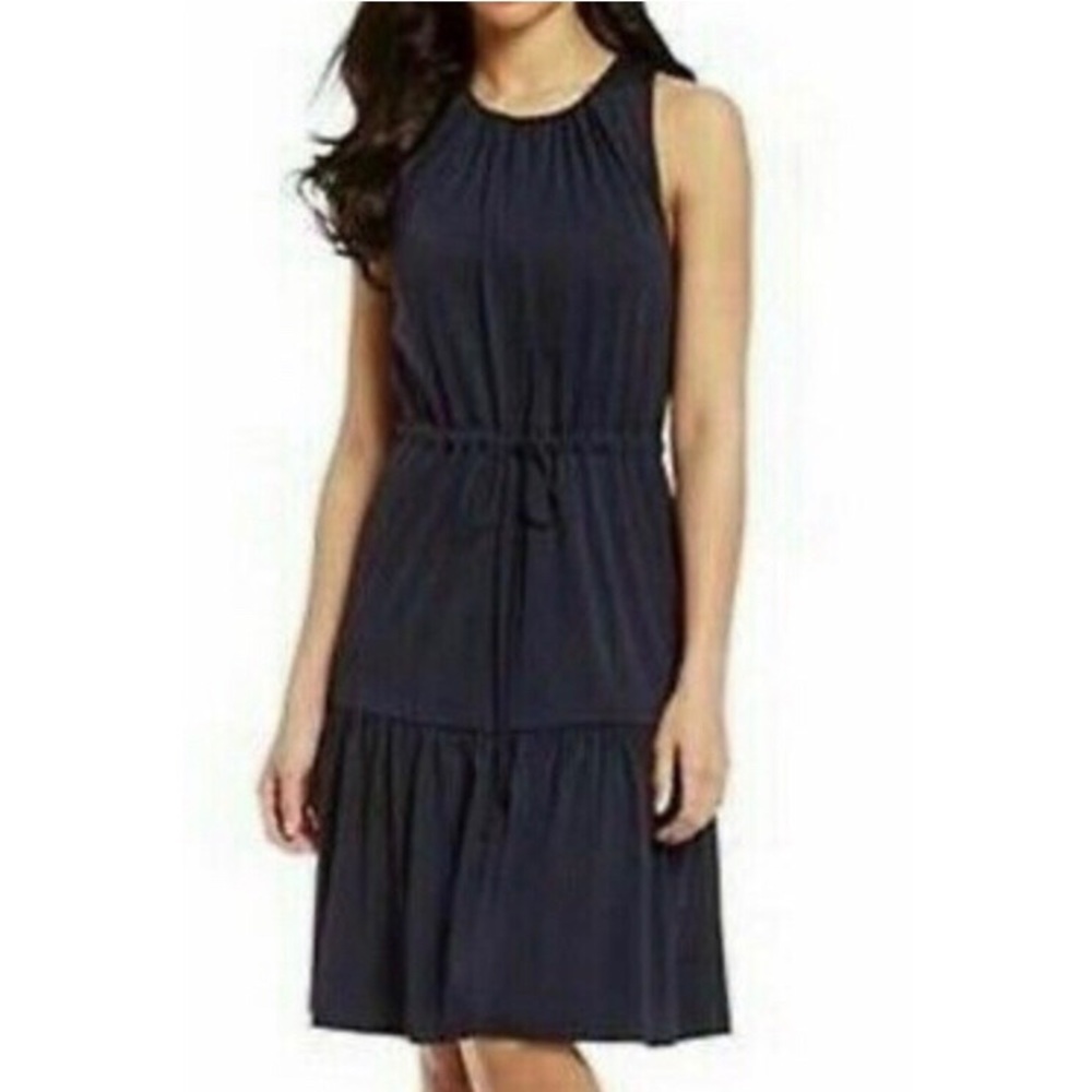 Alex Marie sleeveless navy blue tie front dress